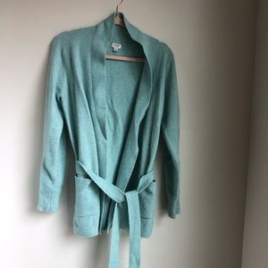 JCrew belted cardigan. Size XL. Aqua. Super soft. GUC.